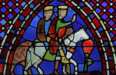 Window depicting Two Magi on horseback by French School